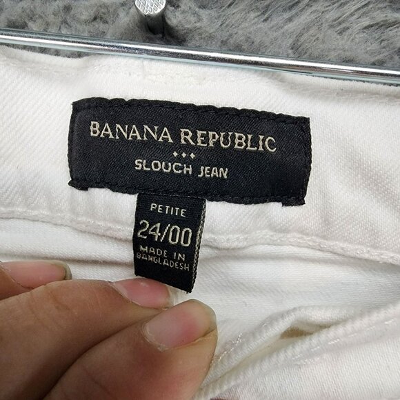 Banana Republic Jeans Womens 24 Petite White Stretch Mid Rise Slouch - Picture 4 of 14